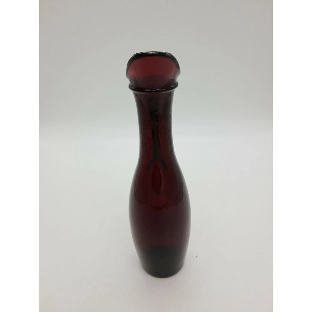 Anchor Hocking vintage ruby red cruet bud vase glass pitcher